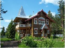 Russia typical wooden log houses